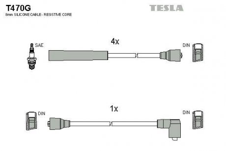 Комплект кабелей зажигания TESLA T470G