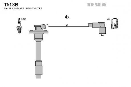 Комплект кабелей зажигания TESLA T518B