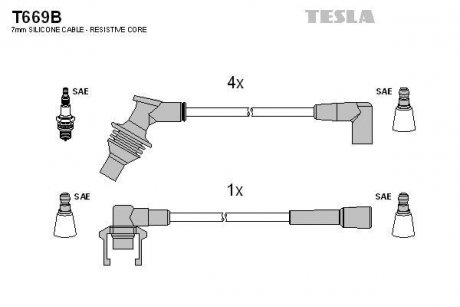 Комплект кабелів запалювання TESLA T669B