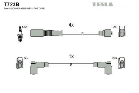 Комплект кабелів запалювання TESLA T723B