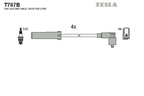 Комплект кабелів запалювання TESLA T767B