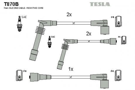 Комплект кабелів запалювання TESLA T870B