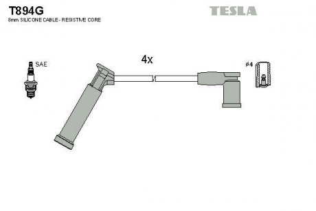 Комплект кабелів запалювання TESLA T894G