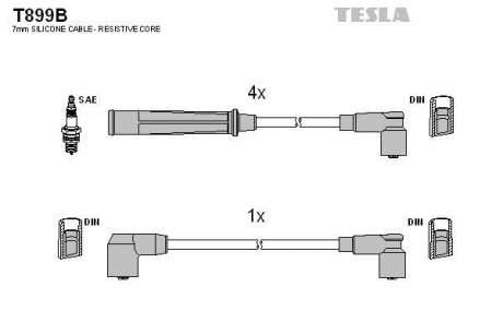 Комплект кабелей зажигания TESLA T899B