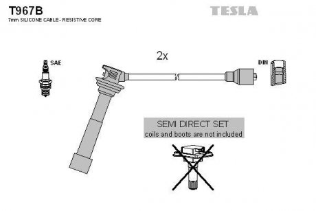 Комплект кабелей зажигания TESLA T967B