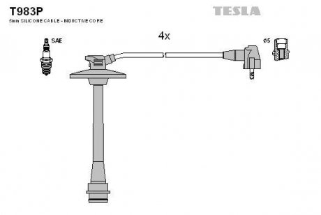 Комплект кабелів запалювання TESLA T983P