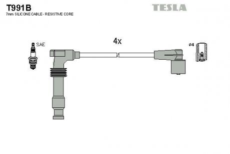 Комплект кабелів запалювання TESLA T991B