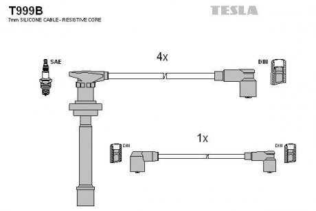 Комплект кабелей зажигания TESLA T999B