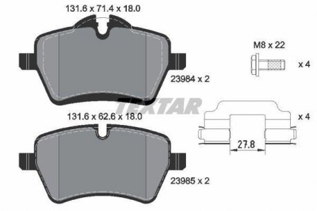 ТОРМОЗНЫЕ КОЛОДКИ MINI Cooper S "F "03-15 TEXTAR 2398401