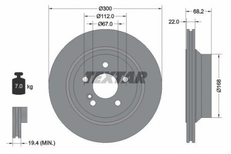 Диск тормозной MERCEDES E(W211,212) "R D=300mm "02>> TEXTAR 92115505