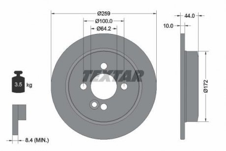 Диск тормозной MINI Mini(R50,R57) "R D=259mm "01-15 TEXTAR 92175003