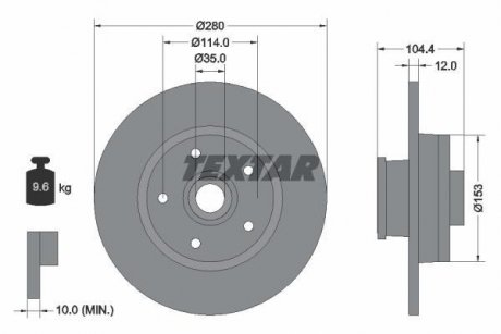 Диск тормозной NISSAN/OPEL/RENAULT NV400/Movano B/Master "F "14>> TEXTAR 92268903