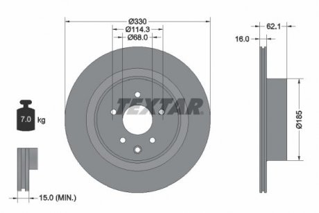 Диск гальмівний INFINITI EX/G "R D=330mm "07>> TEXTAR 92319703