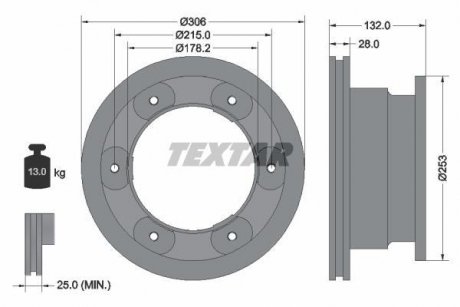 Диск гальмівний IVECO Daily "R D=306mm \'\'06>> TEXTAR 93177703