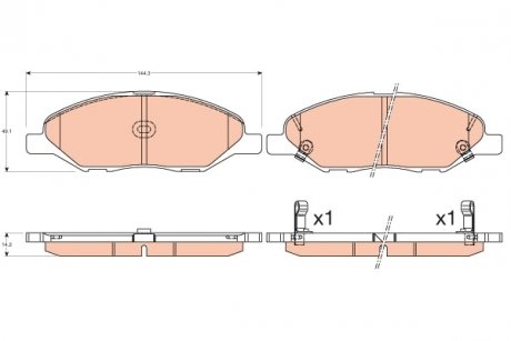 Гальмівні колодки дискові NISSAN (США) Tiida/Note "F "04>> TRW GDB3577