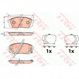 Гальмівні колодки дискові HYUNDAI/KIA I40/Tucson/Stortage "F "15>> TRW GDB3642