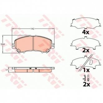 Гальмівні колодки дискові NISSAN/RENAULT X-Trail/Kadjar "F "14>> TRW GDB3648