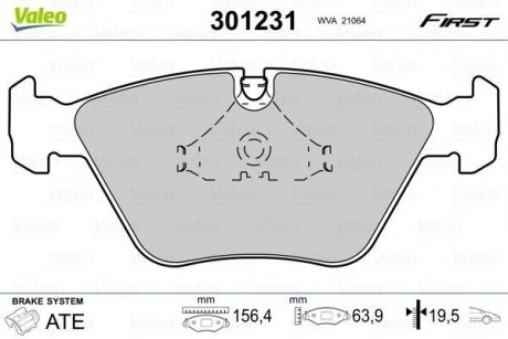 Гальмівні колодки дискові BMW 3/5/7/Z3/Z4 "1,8-5,0 "F "86-09 Valeo 301231