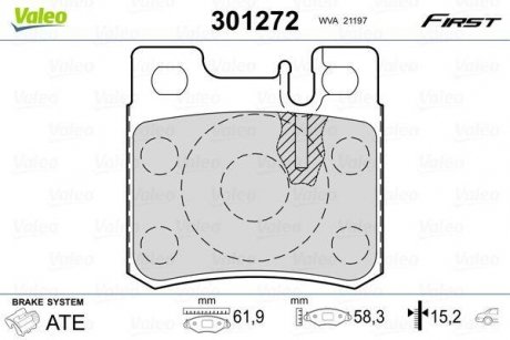 Тормозные колодки дисковые MERCEDES 190/Cabriolet/C-Class/E-Class/Kombi/SL/SLK "1,8-5,0 "R "85-01 Valeo 301272