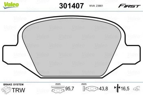 Гальмівні колодки дискові ALFA/FIAT/LANCIA 147/156/GT/Linea/Lybra "1,4-3,2 "R "97>> Valeo 301407