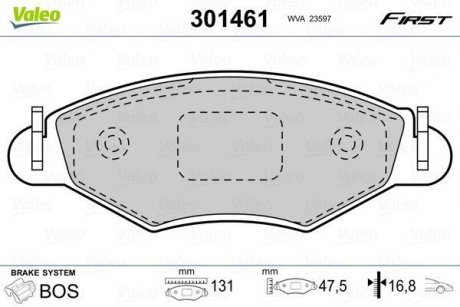 Тормозные колодки дисковые PEUGEOT 206 "1,1-1,9 "F "98>> Valeo 301461