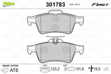 Тормозные колодки дисковые CITROEN/FORD/JAGUAR/MAZDA/OPEL/RENAULT/SAAB/VOLVO "1,0-5,0 "R "01>> Valeo 301783