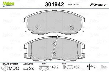 Тормозные колодки дисковые CHEVROLET/OPEL Captiva/Antara "2,0-3,2 "F "06>> Valeo 301942