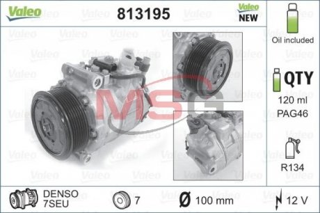 Компрессор кондиционера MB CLS/E(W211,S211)/Viano/Vito "2,6-5,5 "02>> Valeo 813195