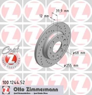 Диск тормозной ZIMMERMANN 100.1244.52