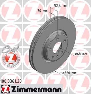 Перед. вентиль. AUDI Q5 (8R) 2.0 TFSI-3.0DTI quattro (320x30) ZIMMERMANN 100336120