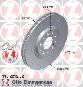 Передний вент. Alfa Romeo 159, Brera 1.8-2.2i (305x28) ZIMMERMANN 110.2212.52