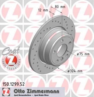 Задний невент. X-5 3.0i, 3.0d, 4.4i после 07,00г (324x12) ZIMMERMANN 150.1299.52