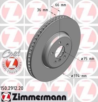 Передний левый BMW F10 5.0i, 5.0d, F01/02 4.0-5.0i, 5.0d (374x36) USA ZIMMERMANN 150.2912.20