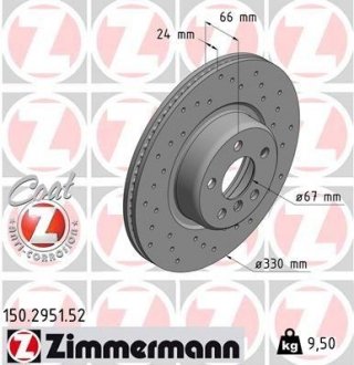 Передні BMW 5 (G30, F90) 520 d, xDrive 09.2016 - (330x24) ZIMMERMANN 150295152