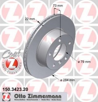 Передний вент. BMW E87 1.6-1.8i (284x22) Coat Z ZIMMERMANN 150342320