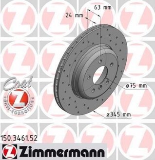 Диск гальмівний ZIMMERMANN 150.3461.52