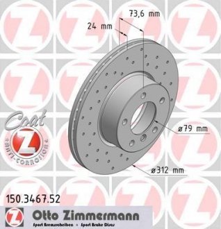 Диск тормозной ZIMMERMANN 150.3467.52