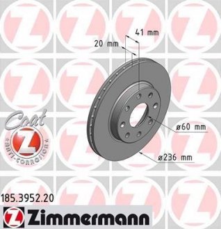 Перед.вентил. Chevrolet Aveo (236x20) ZIMMERMANN 185395220