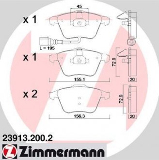 Колодки тормозные дисковые ZIMMERMANN 23913.200.2