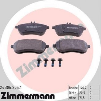 Колодки тормозные (без датчика) ZIMMERMANN 24306.205.1