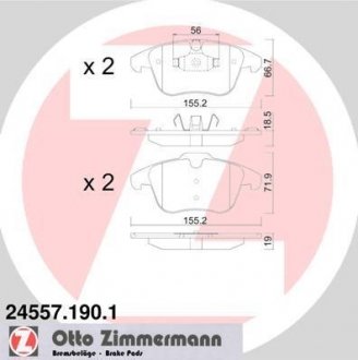 Передні CITROEN C4 1.6 2.0 09-, PICASSO 08-, PEUGEOT 5008 09- ZIMMERMANN 245571901