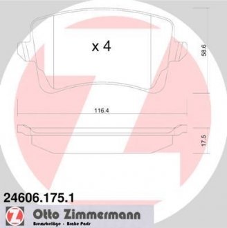 Колодки гальмівні (без датчика)) ZIMMERMANN 246061751