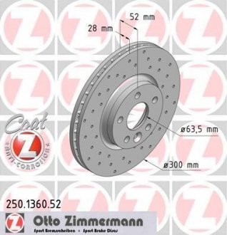 Диск тормозной Sport ZIMMERMANN 250.1360.52