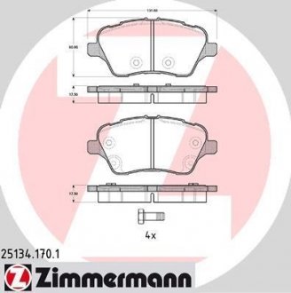 Колодки тормозные дисковые ZIMMERMANN 25134.170.1