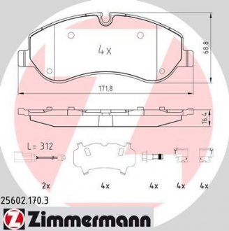 Колодки тормозные дисковые ZIMMERMANN 25602.170.3