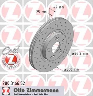 Диск гальмівний ZIMMERMANN 280.3166.52