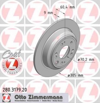 Задний невент. Accord c 2008г (305x9) ZIMMERMANN 280.3179.20