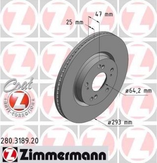 Передн. вент. Honda ACCORD 2013- CIVIC IX 02.2012 - (293х25) ZIMMERMANN 280318920