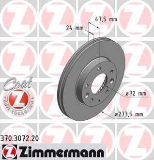 Диск тормозной ZIMMERMANN 370.3072.20