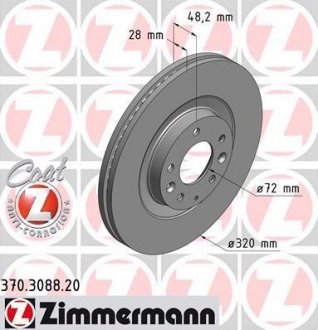 Передний вент. Mazda CX-7, CX-9 (320x28) ZIMMERMANN 370.3088.20